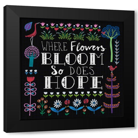 Bright Folklore Inspiration II Black Modern Wood Framed Art Print by Wild Apple Portfolio