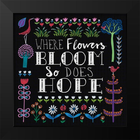 Bright Folklore Inspiration II Black Modern Wood Framed Art Print by Wild Apple Portfolio