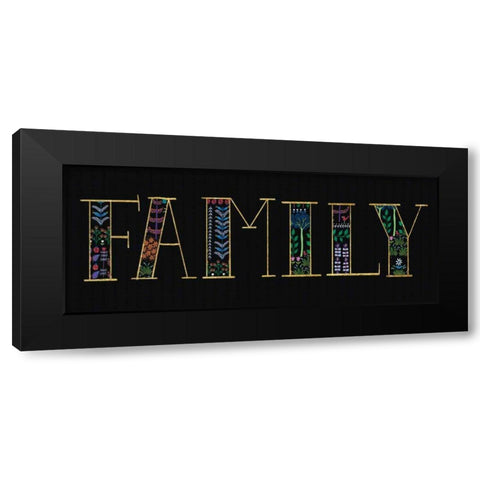 Bright Folklore Family Black Modern Wood Framed Art Print with Double Matting by Wild Apple Portfolio