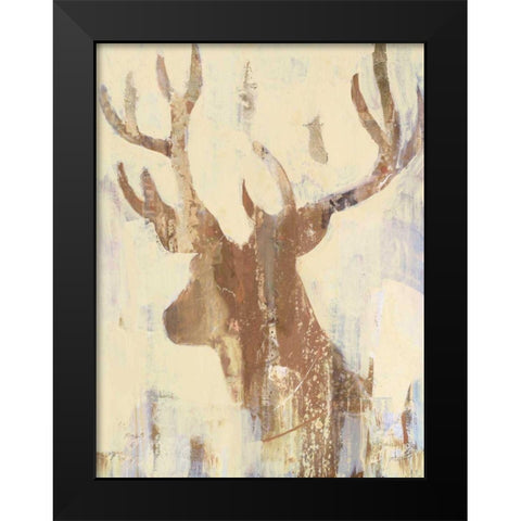 Golden Antlers II Neutral Grey Black Modern Wood Framed Art Print by Hristova, Albena