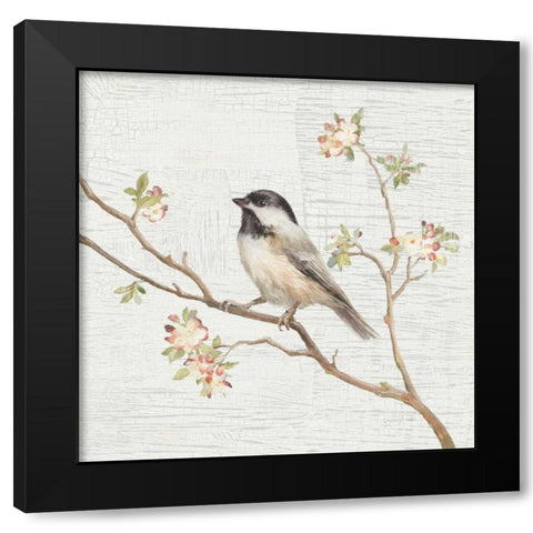 Black Capped Chickadee Vintage Black Modern Wood Framed Art Print with Double Matting by Nai, Danhui