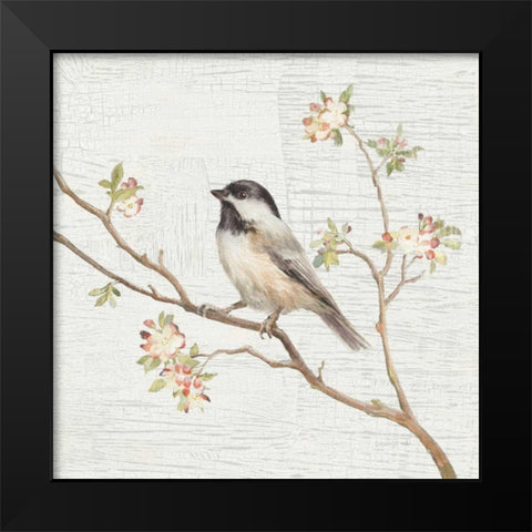 Black Capped Chickadee Vintage Black Modern Wood Framed Art Print by Nai, Danhui