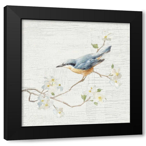 Nuthatch Vintage Black Modern Wood Framed Art Print by Nai, Danhui