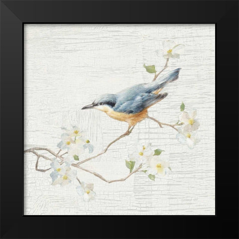 Nuthatch Vintage Black Modern Wood Framed Art Print by Nai, Danhui