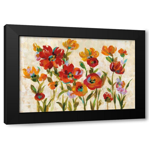 July in the Garden I Cream Black Modern Wood Framed Art Print by Vassileva, Silvia