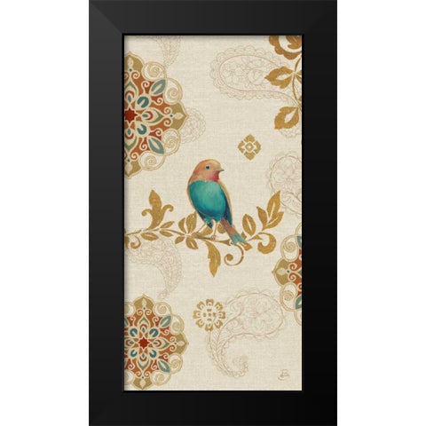 Bird Rainbow Blue Panel Black Modern Wood Framed Art Print by Brissonnet, Daphne