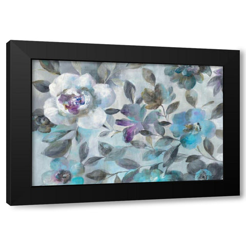 Twilight Flowers Crop Black Modern Wood Framed Art Print with Double Matting by Nai, Danhui