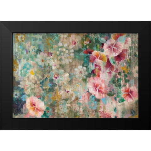 Flower Shower Crop Black Modern Wood Framed Art Print by Nai, Danhui