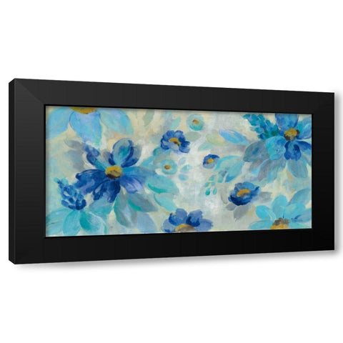 Blue Flowers Whisper I Black Modern Wood Framed Art Print by Vassileva, Silvia