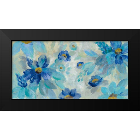 Blue Flowers Whisper I Black Modern Wood Framed Art Print by Vassileva, Silvia