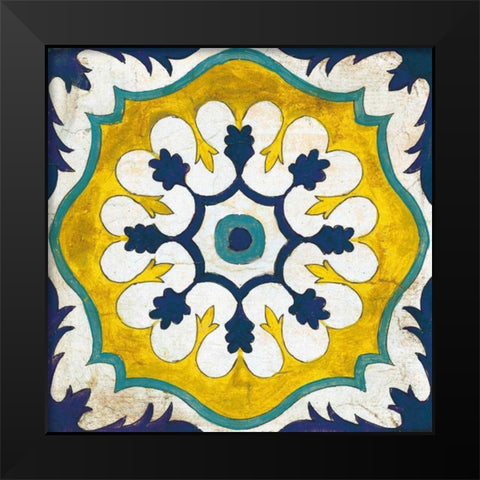Andalucia Tiles C Blue and Yellow Black Modern Wood Framed Art Print by Vassileva, Silvia