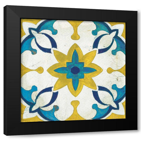 Andalucia Tiles D Blue and Yellow Black Modern Wood Framed Art Print with Double Matting by Vassileva, Silvia
