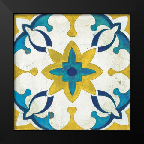 Andalucia Tiles D Blue and Yellow Black Modern Wood Framed Art Print by Vassileva, Silvia