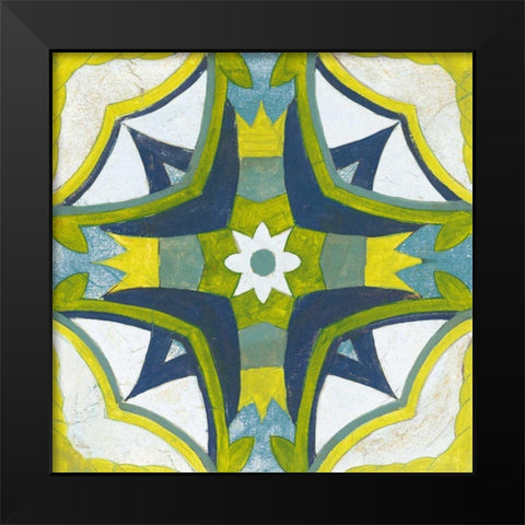 Andalucia Tiles E Blue and Yellow Black Modern Wood Framed Art Print by Vassileva, Silvia