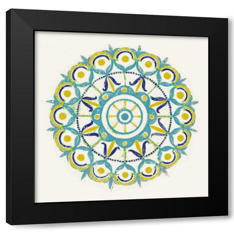 Lakai Circle V Blue and Yellow Black Modern Wood Framed Art Print by Lovell, Kathrine