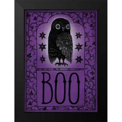 Vintage Halloween Boo Black Modern Wood Framed Art Print by Miller, Sara Zieve