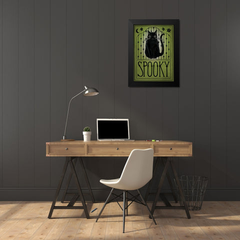 Vintage Halloween Spooky Black Modern Wood Framed Art Print by Miller, Sara Zieve