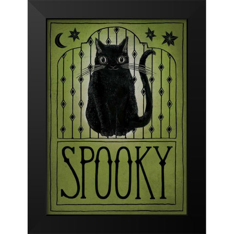 Vintage Halloween Spooky Black Modern Wood Framed Art Print by Miller, Sara Zieve