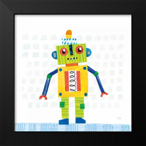 Robot Party IV on Squares Black Modern Wood Framed Art Print by Averinos, Melissa