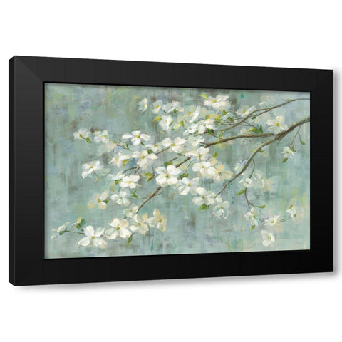 Dogwood in Spring on Blue Black Modern Wood Framed Art Print with Double Matting by Nai, Danhui