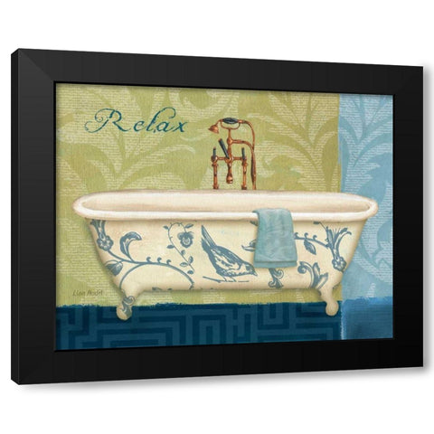 Blue Botanical Bath II Black Modern Wood Framed Art Print with Double Matting by Audit, Lisa