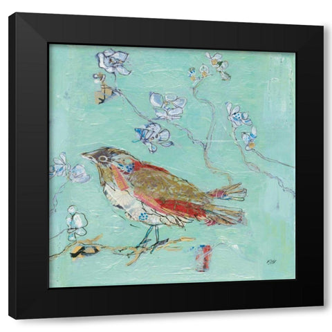 Aqua Bird Black Modern Wood Framed Art Print by Day, Kellie