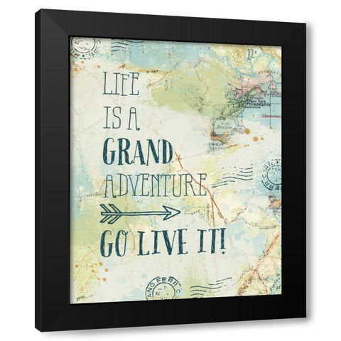 Map Sentiments IV Black Modern Wood Framed Art Print by Pertiet, Katie