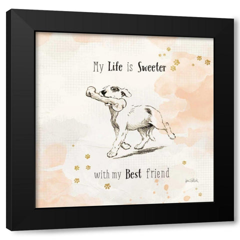 Furry Friends II Black Modern Wood Framed Art Print by Pertiet, Katie