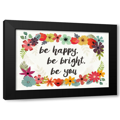 Words and Petals I Black Modern Wood Framed Art Print with Double Matting by Aiken, Jess