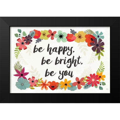 Words and Petals I Black Modern Wood Framed Art Print by Aiken, Jess