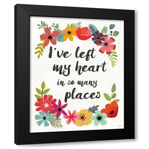Words and Petals II Black Modern Wood Framed Art Print with Double Matting by Aiken, Jess
