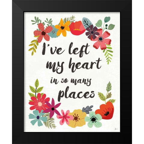 Words and Petals II Black Modern Wood Framed Art Print by Aiken, Jess