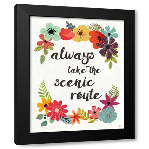 Words and Petals III Black Modern Wood Framed Art Print with Double Matting by Aiken, Jess