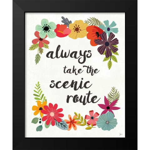 Words and Petals III Black Modern Wood Framed Art Print by Aiken, Jess