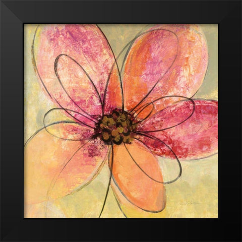 Neon Floral III Black Modern Wood Framed Art Print by Vassileva, Silvia