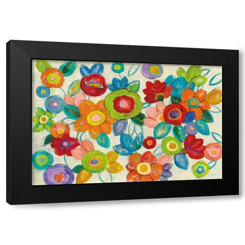 Decorative Flowers Bright Black Modern Wood Framed Art Print with Double Matting by Vassileva, Silvia