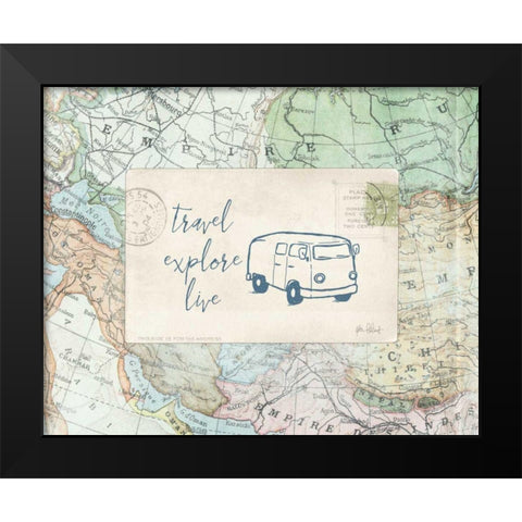 Travel Posts II Black Modern Wood Framed Art Print by Pertiet, Katie