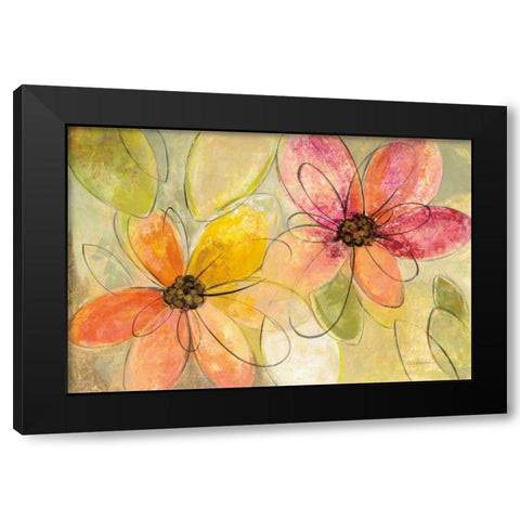 Neon Floral v2 Black Modern Wood Framed Art Print by Vassileva, Silvia