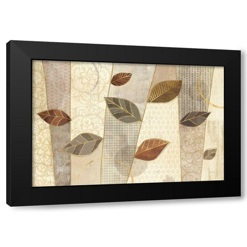 Bohemian Leaves I Neutral Black Modern Wood Framed Art Print with Double Matting by Charron, Veronique