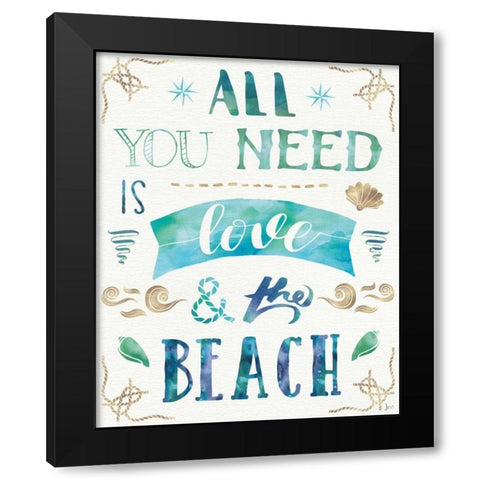 Love and the Beach I Black Modern Wood Framed Art Print by Aiken, Jess