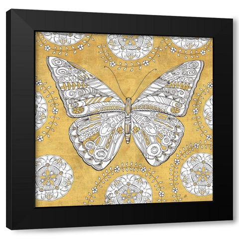 Color my World Butterfly I Gold Black Modern Wood Framed Art Print by Brissonnet, Daphne