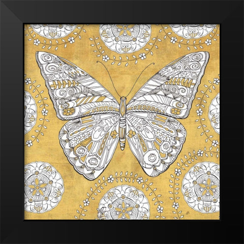 Color my World Butterfly I Gold Black Modern Wood Framed Art Print by Brissonnet, Daphne