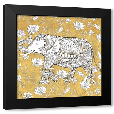 Color my World Elephant II Gold Black Modern Wood Framed Art Print with Double Matting by Brissonnet, Daphne