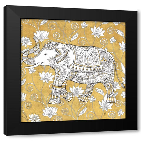 Color my World Elephant II Gold Black Modern Wood Framed Art Print by Brissonnet, Daphne