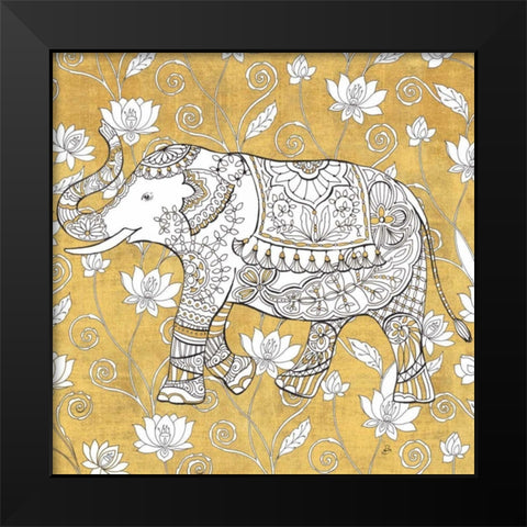 Color my World Elephant II Gold Black Modern Wood Framed Art Print by Brissonnet, Daphne
