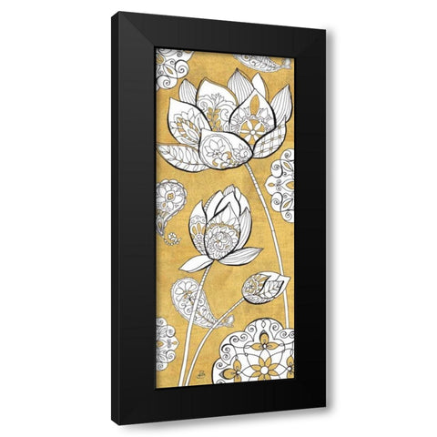 Color my World Lotus II Gold Black Modern Wood Framed Art Print by Brissonnet, Daphne