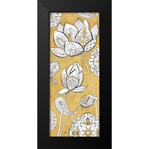 Color my World Lotus II Gold Black Modern Wood Framed Art Print by Brissonnet, Daphne