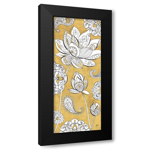 Color my World Lotus III Gold Black Modern Wood Framed Art Print by Brissonnet, Daphne