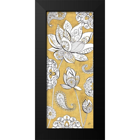 Color my World Lotus III Gold Black Modern Wood Framed Art Print by Brissonnet, Daphne