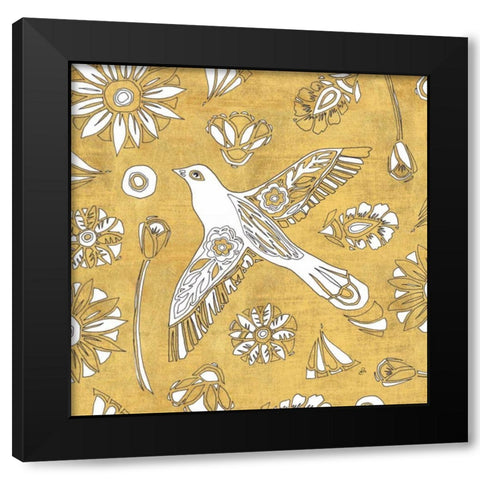 Color my World Nordic Woodcut I Gold Black Modern Wood Framed Art Print by Brissonnet, Daphne